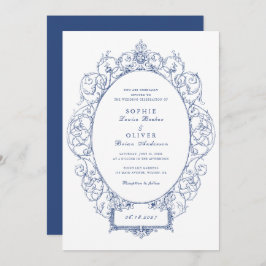 ヴィンテージエレガントフローラリーフフレ結婚ーム 招待状