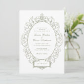 ヴィンテージエレガントフローラリーフフレ結婚ーム 招待状 (スタンド正面)
