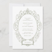 ヴィンテージエレガントフローラリーフフレ結婚ーム 招待状 (正面)