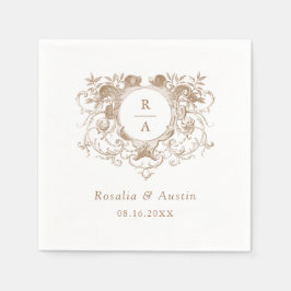 ヴィンテージエレガントフローラリープ結婚レストのナプキン スタンダードカクテルナプキン