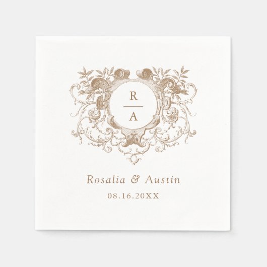 ヴィンテージエレガントフローラリープ結婚レストのナプキン スタンダードカクテルナプキン (正面)