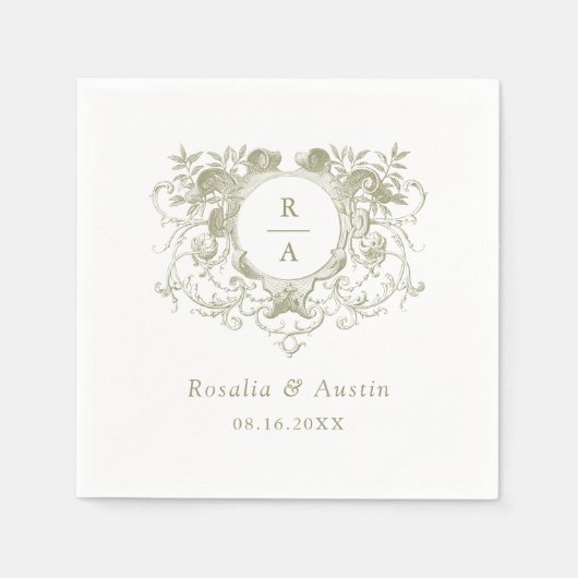 ヴィンテージエレガントフローラリープ結婚レストのナプキン スタンダードカクテルナプキン (正面)