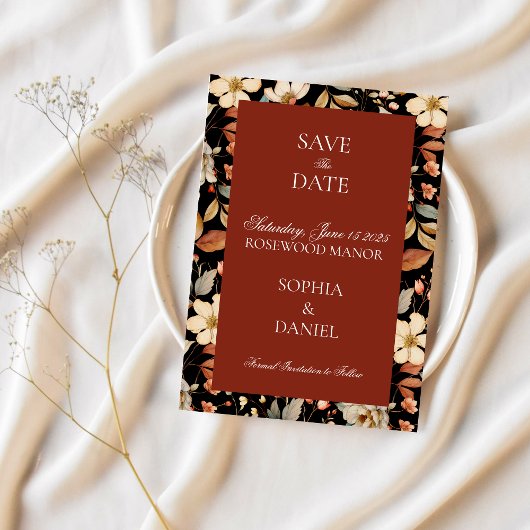 ヴィンテージエレガントフローラ保存日付招待状 セーブザデート