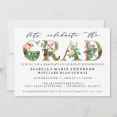 ヴィンテージエレガントフローラ卒業パーティ招待状 招待状 (正面)