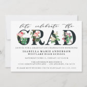 ヴィンテージエレガントフローラ卒業パーティ招待状 招待状 (正面)