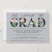 ヴィンテージエレガントフローラ卒業パーティ招待状 招待状 (正面)