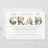 ヴィンテージエレガントフローラ卒業パーティ招待状 招待状 (正面)