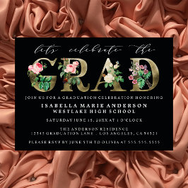 ヴィンテージエレガントフローラ卒業パーティ招待状 招待状