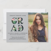 ヴィンテージエレガントフローラ卒業発表 招待状 (正面)