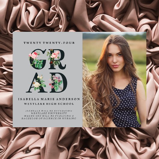 ヴィンテージエレガントフローラ卒業発表 招待状