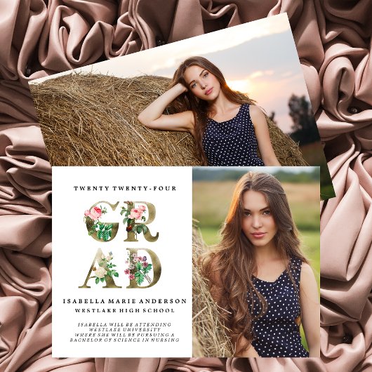 ヴィンテージエレガントフローラ卒業発表 招待状