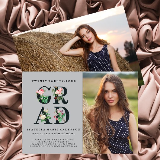 ヴィンテージエレガントフローラ卒業発表 招待状