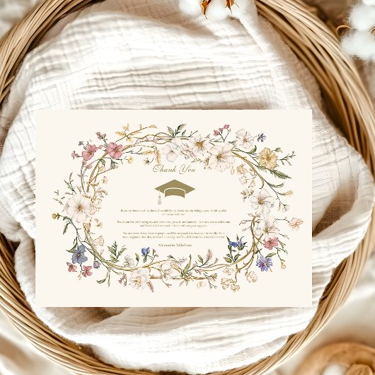 ヴィンテージエレガントフローラ卒業 サンキューカード