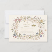 ヴィンテージエレガントフローラ卒業RSVPカード 出欠カード (正面)