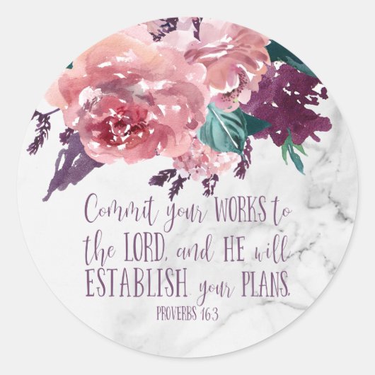 ヴィンテージエレガントフローラ大理石バイブル詩 ラウンドシール (正面)