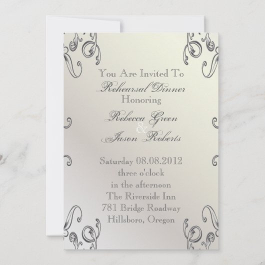 ヴィンテージエレガントフローラ孔雀リハーサル 招待状 (裏面)