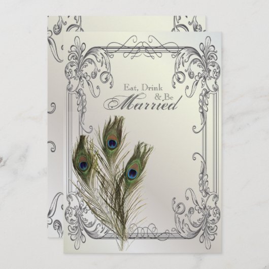 ヴィンテージエレガントフローラ孔雀リハーサル 招待状 (正面/裏面)