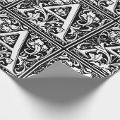 ヴィンテージエレガントフローラ文字Aモノグラム ラッピングペーパー (角)