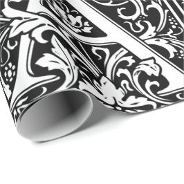 ヴィンテージエレガントフローラ文字Aモノグラム ラッピングペーパー