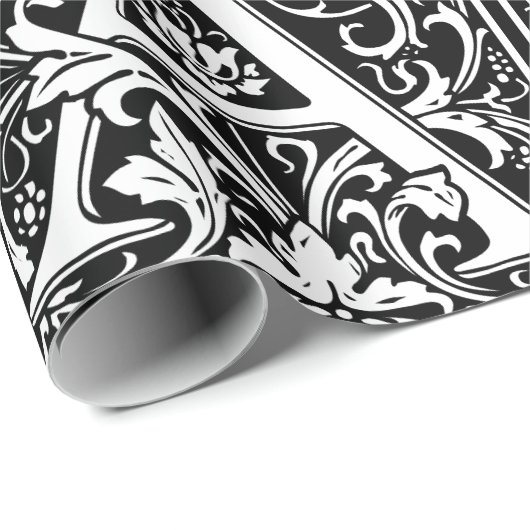 ヴィンテージエレガントフローラ文字Aモノグラム ラッピングペーパー (ロールコーナー)