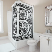 ヴィンテージエレガントフローラ文字Bモノグラム シャワーカーテン (インサイチュ)