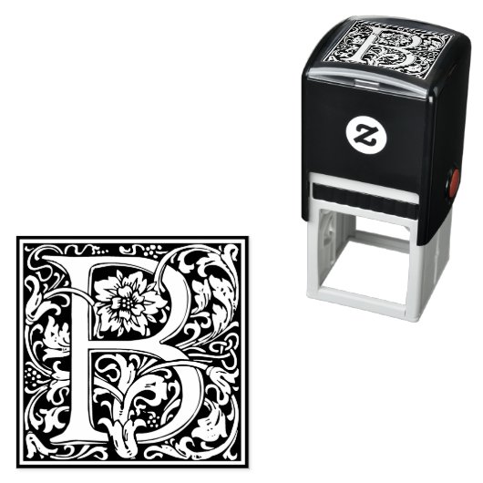 ヴィンテージエレガントフローラ文字Bモノグラム セルフインキングスタンプ (インサイチュ)
