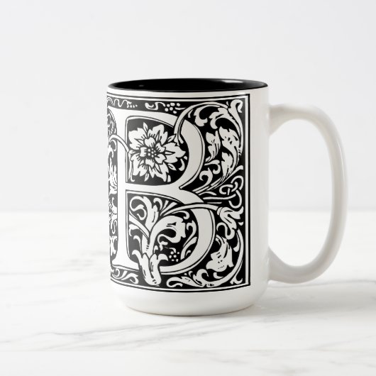 ヴィンテージエレガントフローラ文字Bモノグラム ツートーンマグカップ (右)