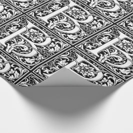 ヴィンテージエレガントフローラ文字Bモノグラム ラッピングペーパー