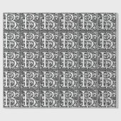 ヴィンテージエレガントフローラ文字Bモノグラム ラッピングペーパー (フラット)