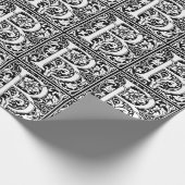 ヴィンテージエレガントフローラ文字Bモノグラム ラッピングペーパー (角)