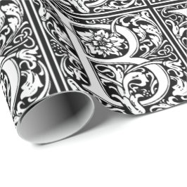 ヴィンテージエレガントフローラ文字Bモノグラム ラッピングペーパー