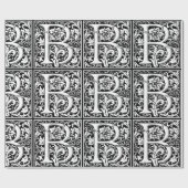 ヴィンテージエレガントフローラ文字Bモノグラム ラッピングペーパー (フラット)