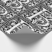 ヴィンテージエレガントフローラ文字Bモノグラム ラッピングペーパー (角)