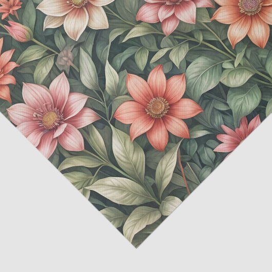 ヴィンテージエレガントフローラ植物模様 薄葉紙 (詳細)