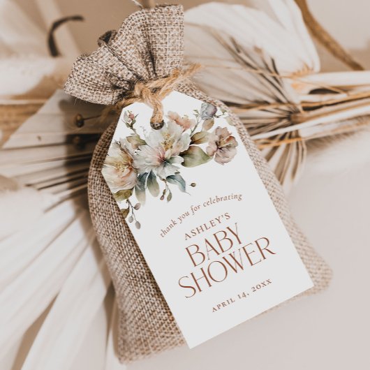 ヴィンテージエレガントフローラ植物赤ちゃんシャワーの好意 ギフトタグ