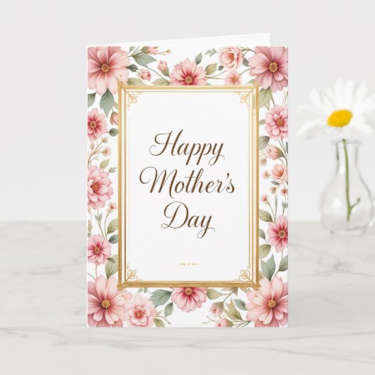 ヴィンテージエレガントフローラ母の日ママ カード (小さな植物)