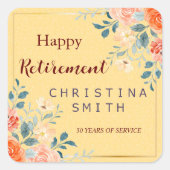 ヴィンテージエレガントフローラ水色退職パーティー スクエアシール (正面)