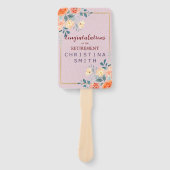 ヴィンテージエレガントフローラ水色退職パーティー ハンドファン (正面)