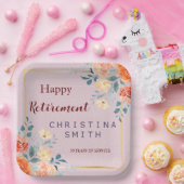 ヴィンテージエレガントフローラ水色退職パーティー ペーパープレート (パーティー)