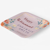 ヴィンテージエレガントフローラ水色退職パーティー ペーパープレート (傾斜あり)