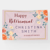 ヴィンテージエレガントフローラ水色退職パーティー 横断幕 (横)