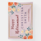 ヴィンテージエレガントフローラ水色退職パーティー 横断幕 (縦)