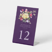 ヴィンテージエレガントフローラ紫ピンク結婚イエロー 台座サイン (正面)