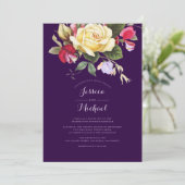 ヴィンテージエレガントフローラ紫ピンク結婚イエロー 招待状 (スタンド正面)