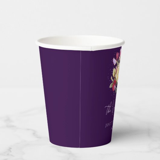 ヴィンテージエレガントフローラ紫ピンク結婚イエロー 紙コップ (右)