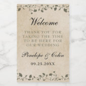 ヴィンテージエレガントフローラ結婚のウェルカムバスケットミニ ワインラベル (シングルラベル)