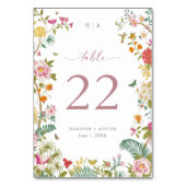 ヴィンテージエレガントフローラ結婚のテーブルカード テーブルナンバー (裏面)