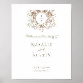 ヴィンテージエレガントフローラ結婚の歓迎サイン ポスター