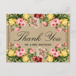 ヴィンテージエレガントフローラ結婚コレクション ポストカード