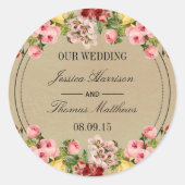 ヴィンテージエレガントフローラ結婚コレクション ラウンドシール (正面)